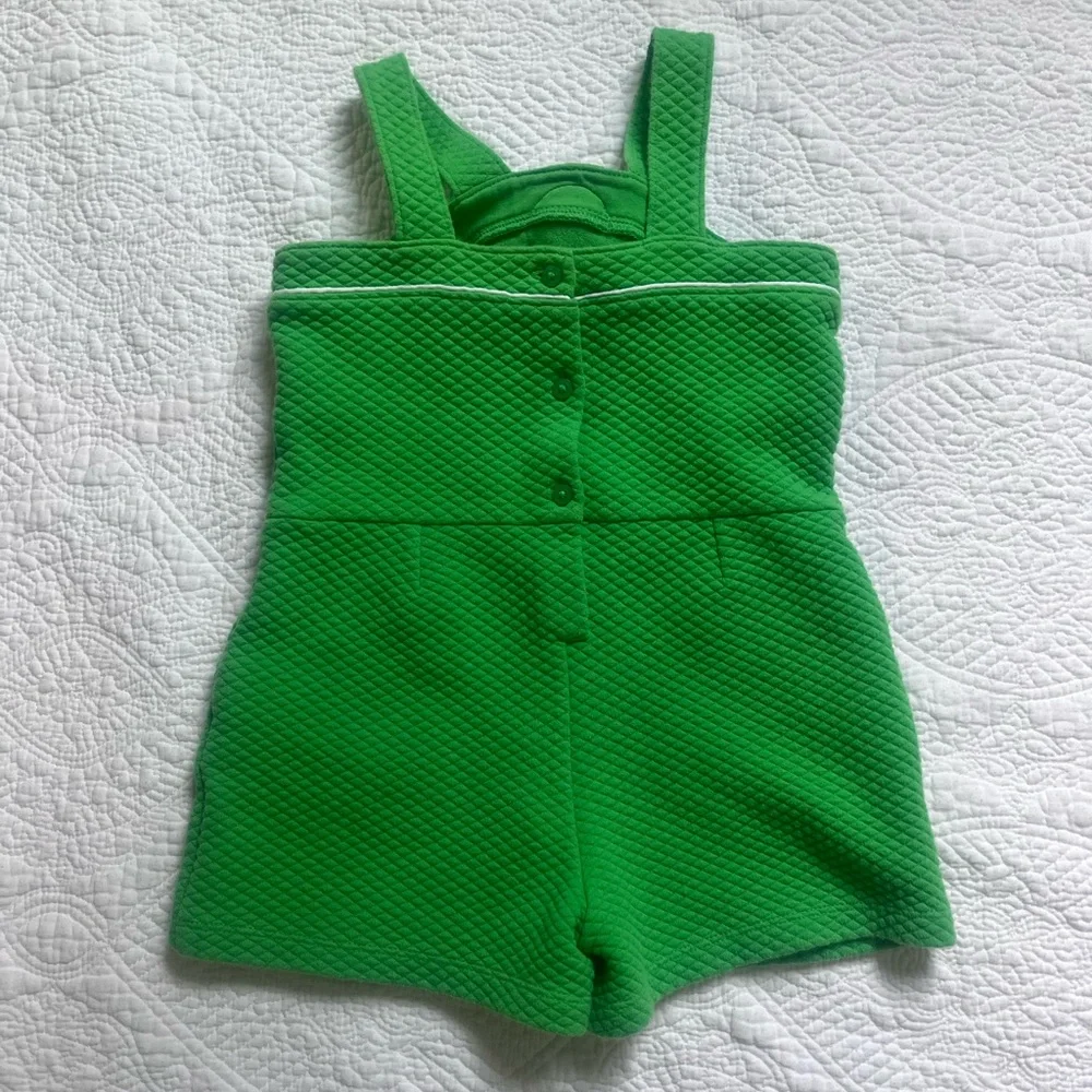 Janie and Jack Girls Romper Outfit One piece green white flower spring 4 4T